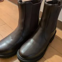 ブラウン チェルシーブーツ 合成皮革