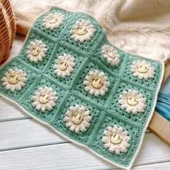 お花ニコちゃん☺︎マルチカバー♡グリーン