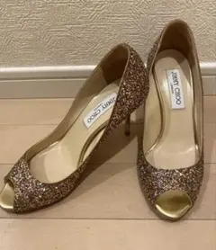Jimmy Choo オープントゥ ハイヒール ゴールド