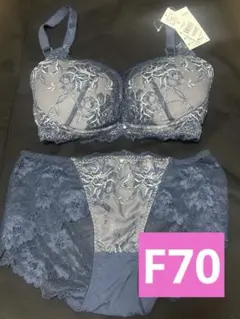 【新品未使用】F70ブラ ショーツ セット ネイビー 下着 セットアップ 脇肉0のサムネイル