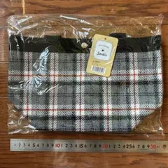 「新品」トートバッグ　タータンチェック　グレー　赤　白　お弁当バック