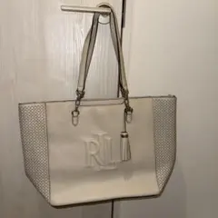 Ralph Lauren ラルフローレン　本革　トートバッグ　グレージュ色のサムネイル