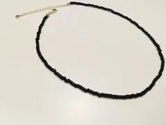 丸大ブラックチョーカー　ゴールド金具　ビーズネックレス韓国