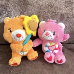 オレンジ&ピンクのケアベアぬいぐるみキーホルダー