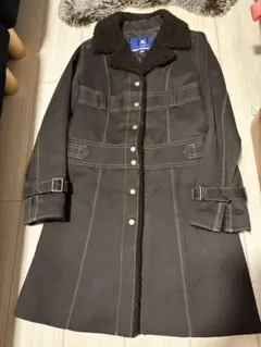 BURBERRYBLUELABEL 毛100%ボーダーコート後ろベルト付き 38 - メルカリ