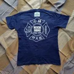 古着 ピチT　RESCUE SQUAD ネイビー