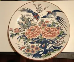 花と鳥のデザイン 陶器平皿