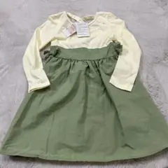 新品！キッズ子ども女の子トップス長袖ワンピースリボン付き120サイズ