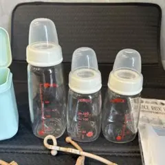 ガラス製 哺乳瓶3本セット ミルクストッカー
