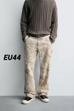 ZARA ザラ 抽象柄カーペンターパンツ EU44 jp34のサムネイル