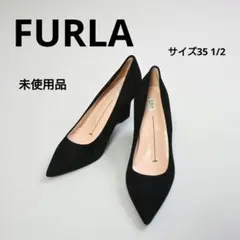 700★ FURLA スエード パンプス ウッドヒール 22.5cm 未使用