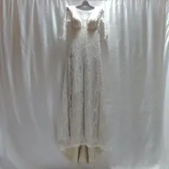 ウエディングドレス レース ベージュ