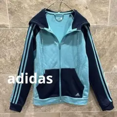 adidasアディダス バイカラー ジップアップ パーカー ブルー M y2k