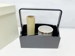 ほぼ未使用 茶道具 黒一閑塗 手持ち 櫛形 煙草盆 火入 灰吹 3点セット 紙箱