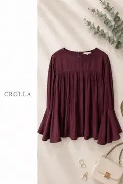 CROLLA ギャザーブラウス フレアスリーブ ボルドー 上品 クローラのサムネイル