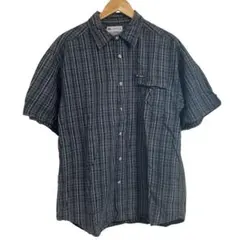 columbia 90s GRT 半袖チェックシャツ　ブルー