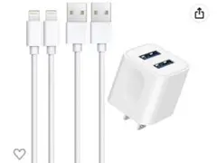 USB充電器 2ポート 12W ACアダプター 1M iPhone 充電ケーブル