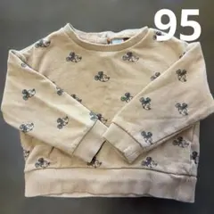 【ディズニー】ミッキーマウス　手書き風　トレーナー　オレンジブラウン　95サイズ