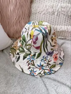 ボタニカルバケットハット バケハ 白 ホワイト 花柄 春夏 可愛い オシャレ