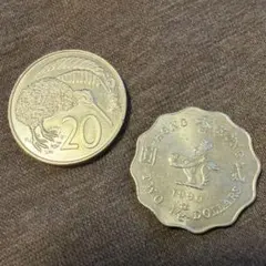 ニュージーランド20セント・香港2ドル 硬貨セットのサムネイル