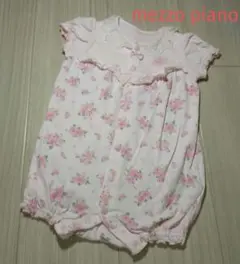 mezzo piano メゾピアノ ロンパース　70 ピンク　レース　お花　総柄のサムネイル