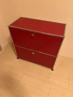【美品】USMハラー　キャビネット 1列2段 赤 レッド