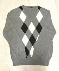 美品‼️ ユニクロメンズXL ニットセーター　綿100% アーガイル