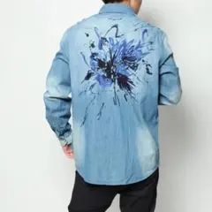 【美品レア】Desigual 長袖 シャツ デニム 刺繍 花 Sサイズのサムネイル