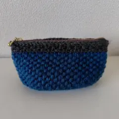 ハンドメイド ポーチ ニットポーチ 手編み 秋冬小物　ファスナーポーチ