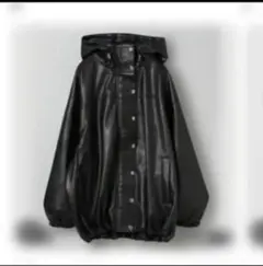 JEANASIS フード付き フェイク レザージャケット