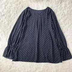 UNTITLED アンタイトル　キャンディースリーブ スキッパーブラウス 小紋柄