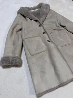 PAGE BOY ベージュ フェイクムートンコート フード付き