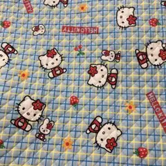 当時物 レトロ ハローキティ カオハナ キルティング生地 ギンガムチェック 当時物 レトロ ハローキティ カオハナ キルティング生地 ギンガム