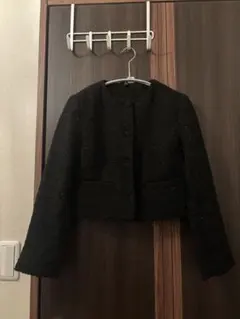 ノーカラージャケット ツイードジャケット　XS 黒