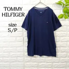 【トミーヒルフィガー】メンズ ネイビー Tシャツ S/P 半袖 刺繍ロゴ 無地