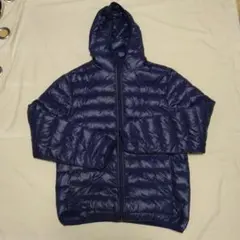 フーディ　ダウンジャケット　ネイビー　メンズM　ダウン90%
