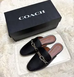 COACH ブラック レザー ローファー ミュール