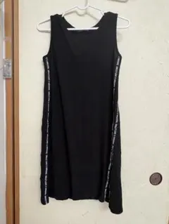 サイドライン ノースリーブ ワンピース ブラック 160