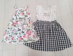 ワンピース チュニック 花柄 チェック H&M他 2枚セット 100 110
