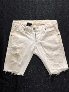 AKM x Wrangler ダメージデニムショートパンツ ホワイト XSのサムネイル