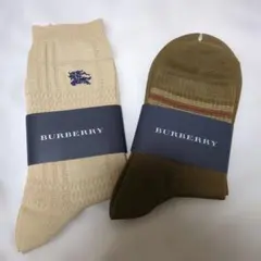 BURBERRY ソックス 2足セット ベージュ・オリーブ