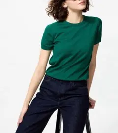 【中古】　ユニクロ　UNIQLO UVカットクルーネックセーター　半袖　Lサイズ