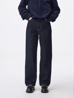 GU ハイライズストレートジーンズ M ネイビー レディース