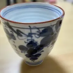 未使用　青い花柄の湯飲み