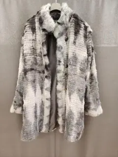 マルチカラー 染め フォックス ファーコート リアルファー 本毛皮 着丈