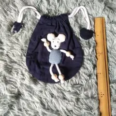 ネイビー マウスキャラクター 巾着袋（新品）