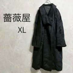 a0284【バラヤ】ロングコート XL 黒 ファー風 ロング丈アウター 防寒のサムネイル