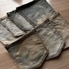 A19 デニムリメイク　コーヒー染め　ポケット　7枚