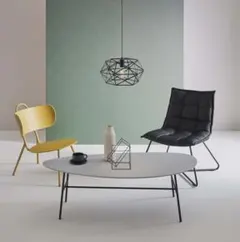 ★アーバンモダン★ オーバルテーブル スチール脚 リビング コーヒー ソファー