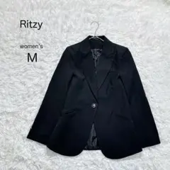 【Ritzy】美品 テーラードジャケット 黒【M】シンプル オフィス 厚手
